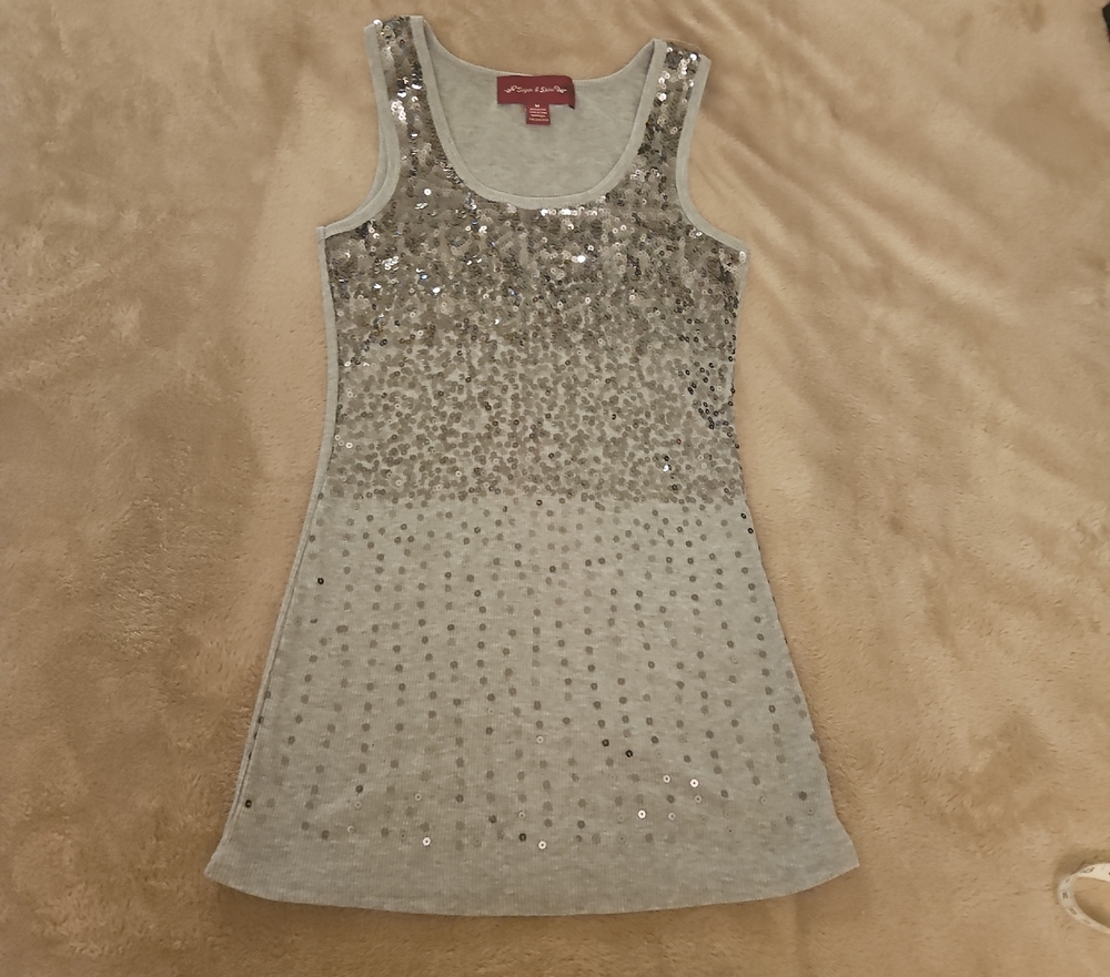 Silver Sequin Tank Top